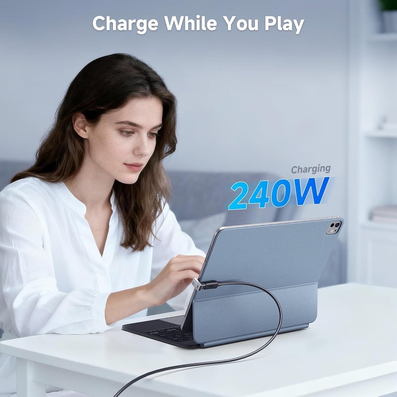CableMatters محول USB C على شكل U بسرعة 40Gbps - 2 عبوة / 7 مم / 0.28 بوصة، [فيديو 4K@240Hz، شحن 240W، نقل بيانات 40Gbps]، محول USB C بزاوية لجهاز iPhone 17، Nintendo Switch 2، والأجهزة اللوحية - Image 4